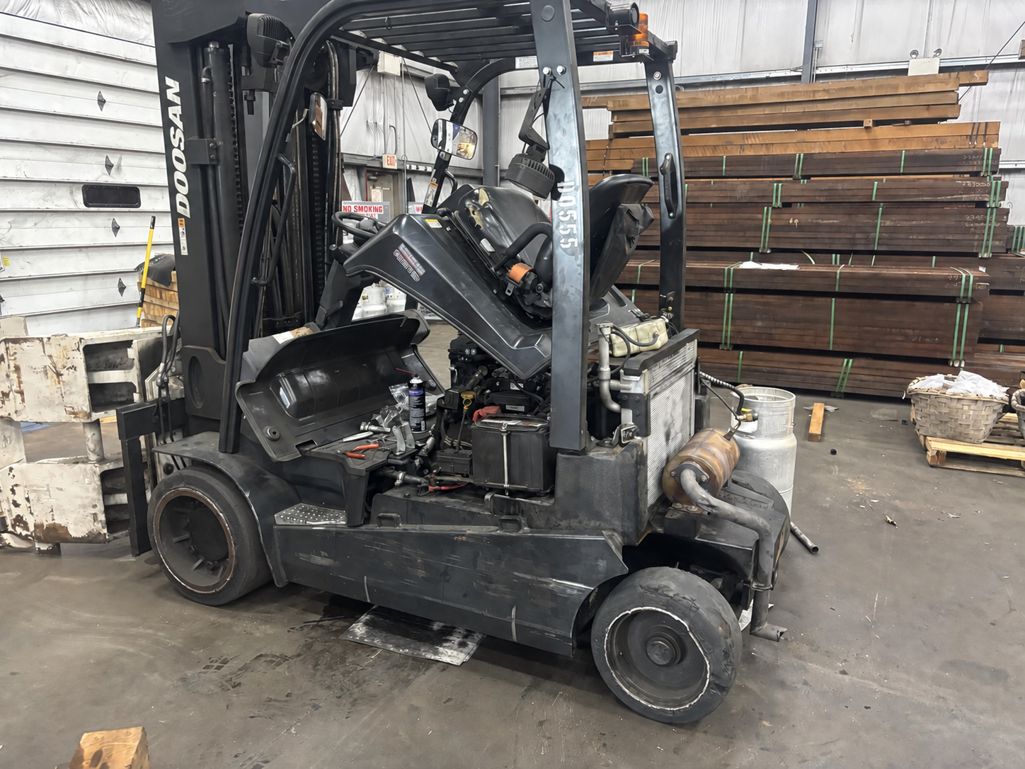 Doosan GC55C opened up during the on-site steer axle and subframe repair