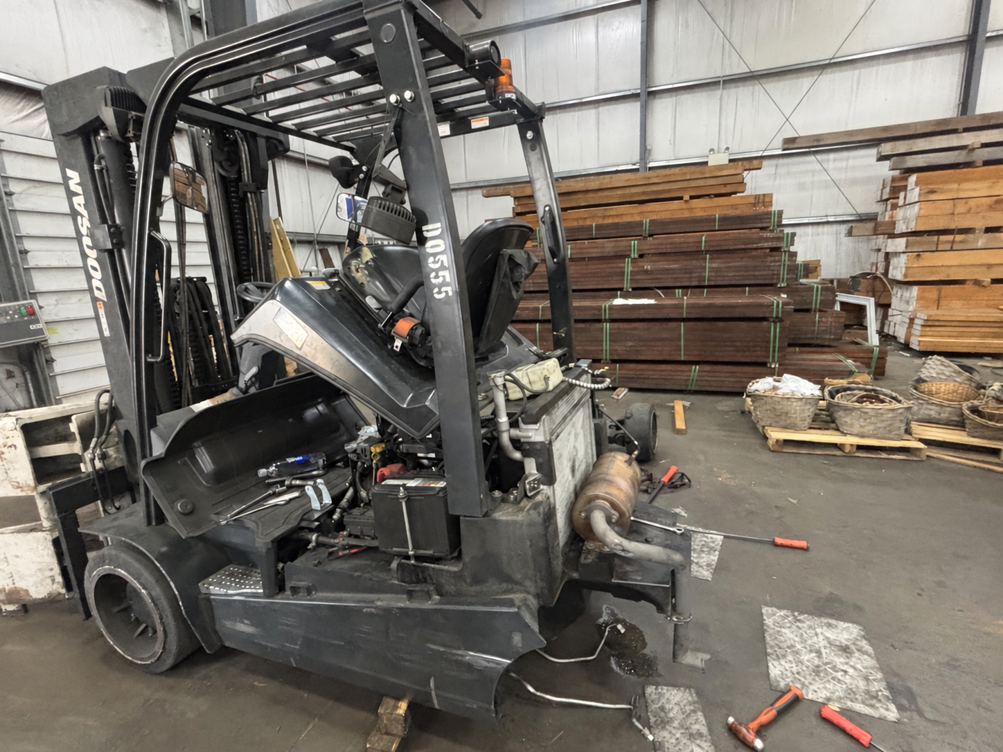 Rear of the Doosan GC55C disassembled at the customer facility